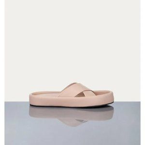 Frame Denim Blush Pink Platform Slide Sandals